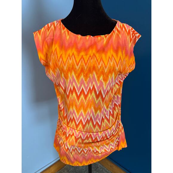 Vince Camuto Tops - Vince Camuto Women’s L Orange Pink Zigzag Print Sleeveless Top